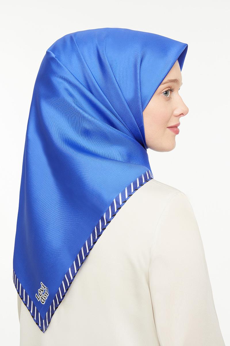 Levidor Saks Mavisi Twill Saf İpek Eşarp