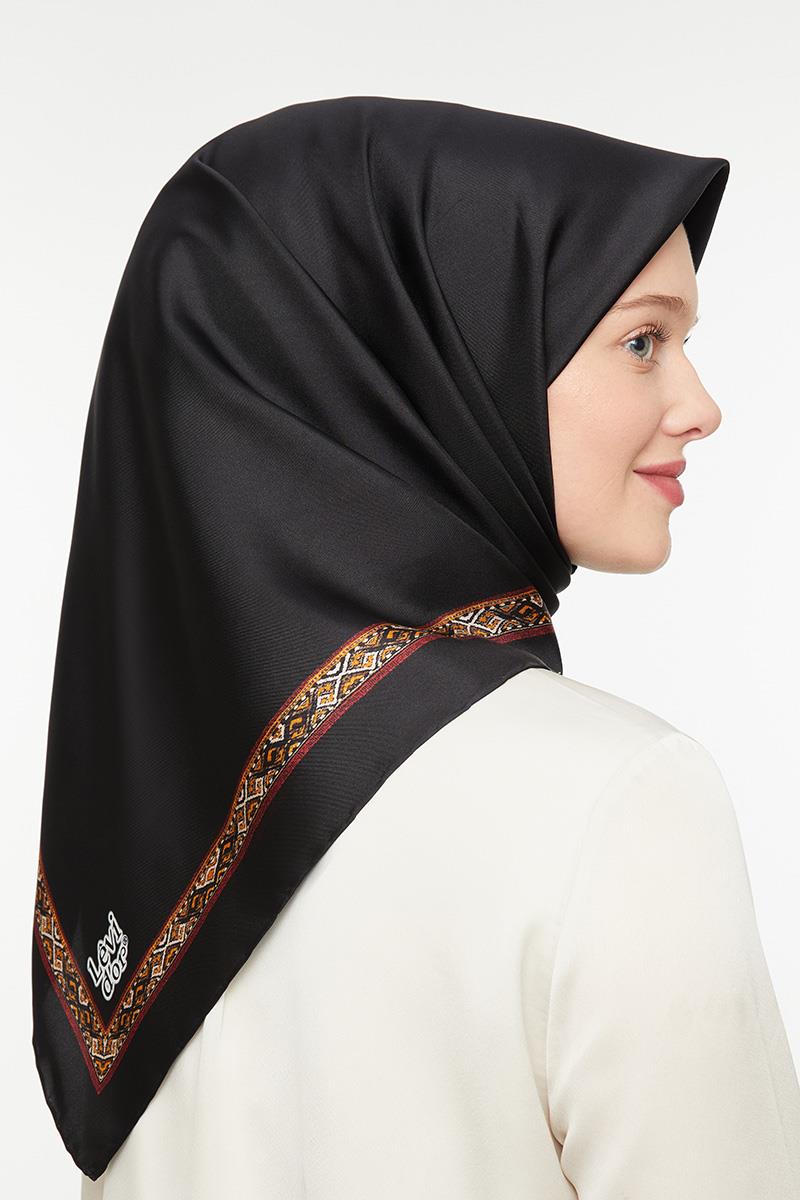 Levidor Siyah Twill Saf İpek Eşarp