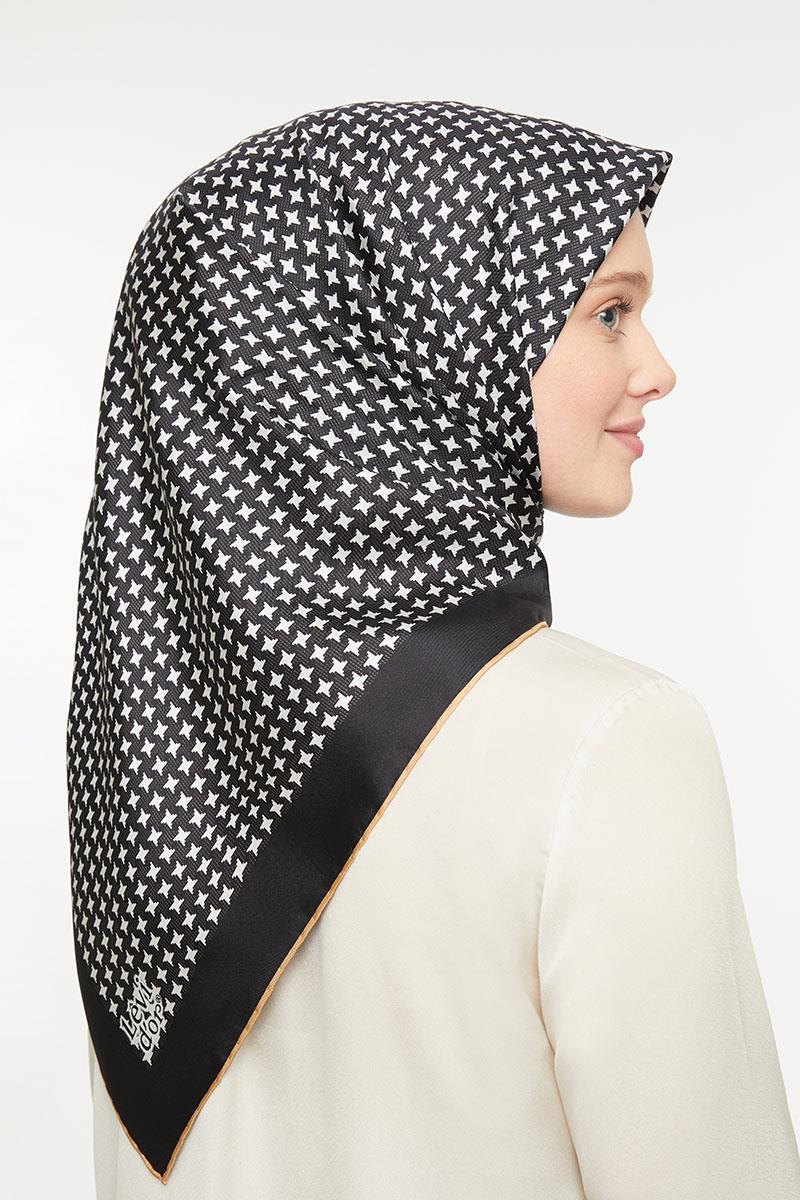 Levidor Siyah Twill Saf İpek Eşarp