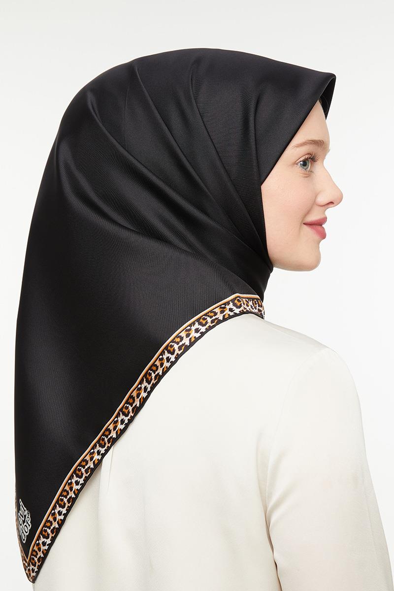 Levidor Siyah Twill Saf İpek Eşarp