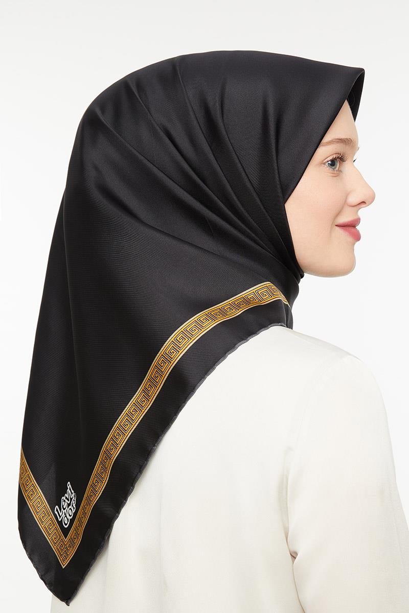 Levidor Siyah Twill Saf İpek Eşarp