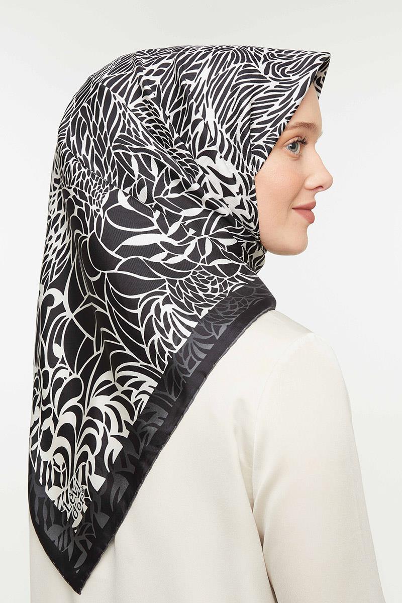 Levidor Siyah Twill Saf İpek Eşarp