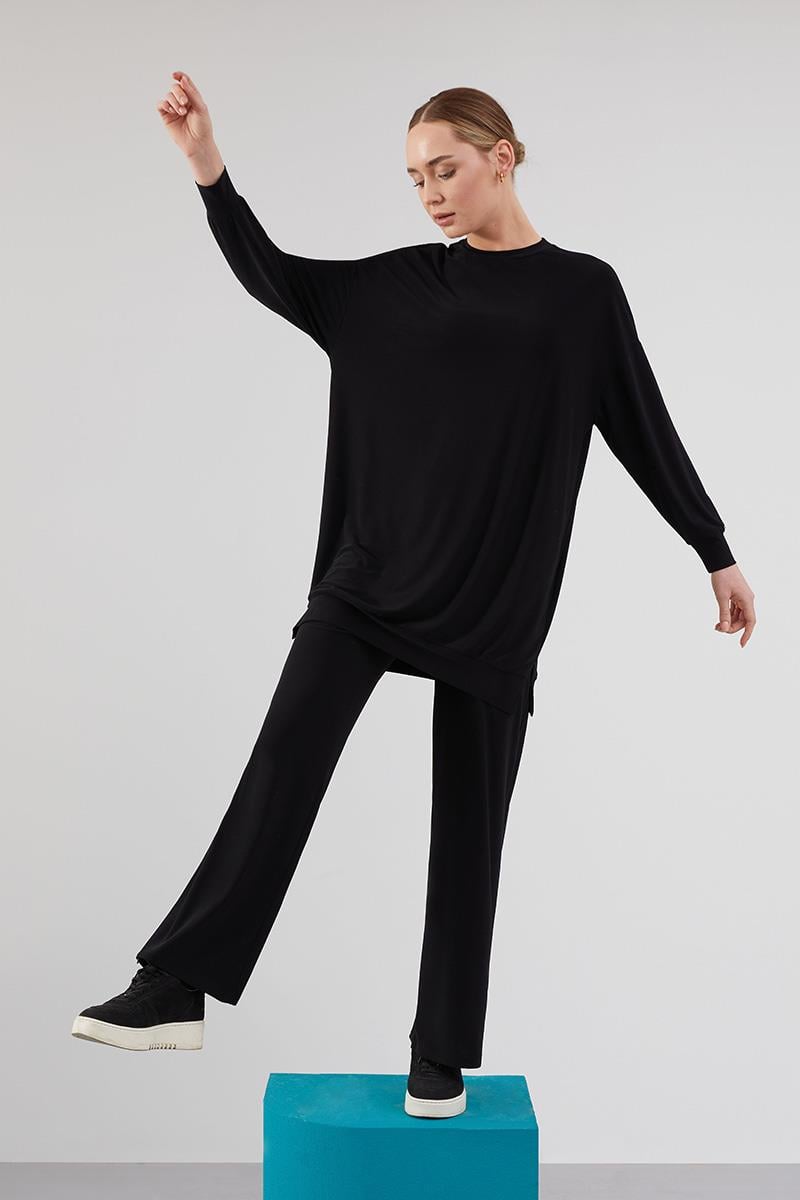 Levidor Studio Siyah Basic Pantolonlu Tunik Takım
