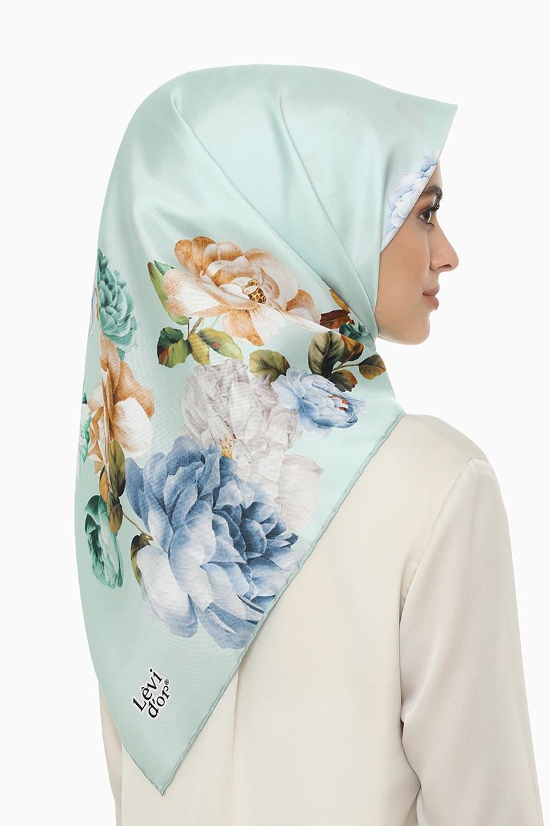 Levidor Su Yeşili Twill Saf İpek Eşarp