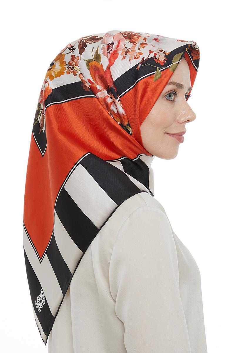 Levidor Turuncu Twill Saf İpek Eşarp