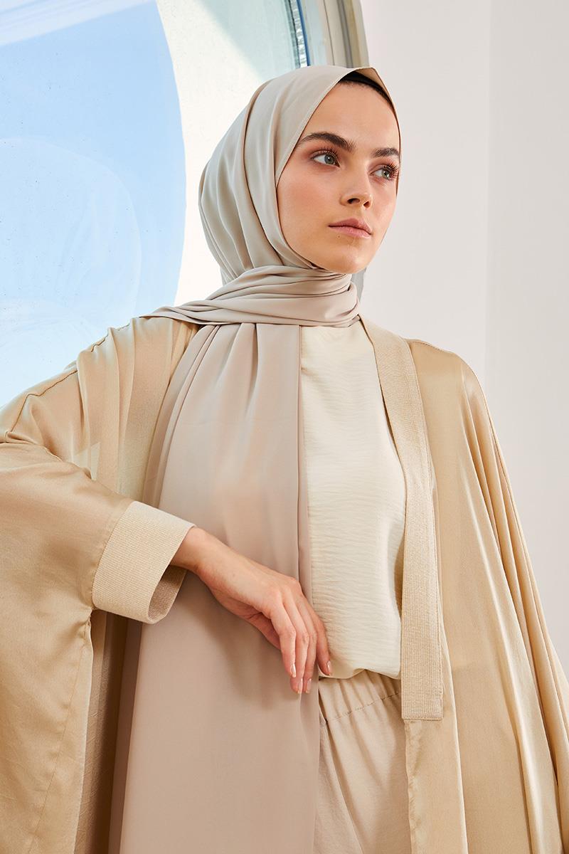 Fivescarf Bej Medine İpeği Şal