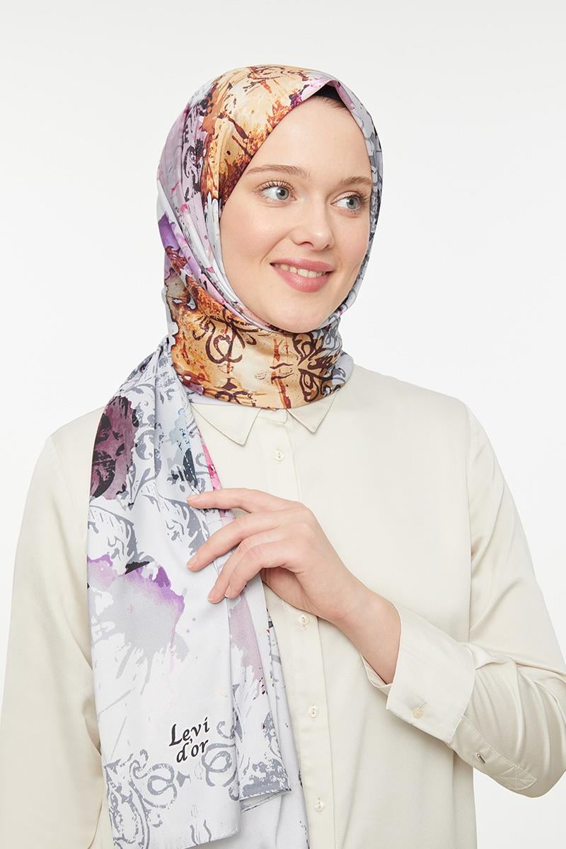Levidor Açık Gri Batik Görünümlü Twill Şal