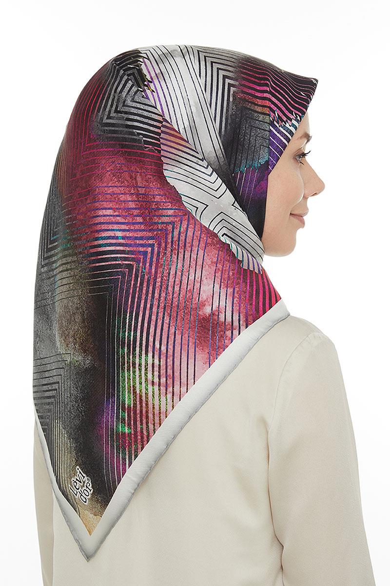 Levidor Açık Gri Twill Saf İpek Eşarp