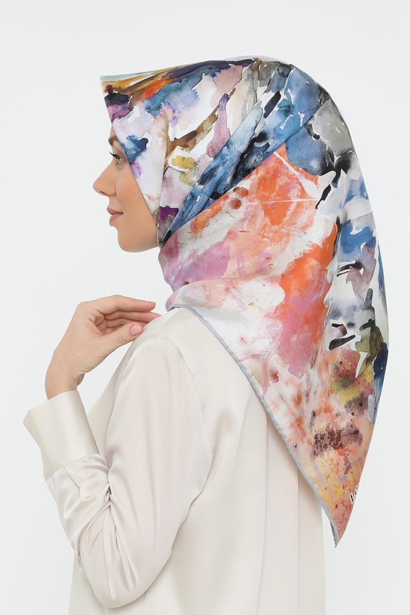 Levidor Açık Lacivert Twill Saf İpek Eşarp