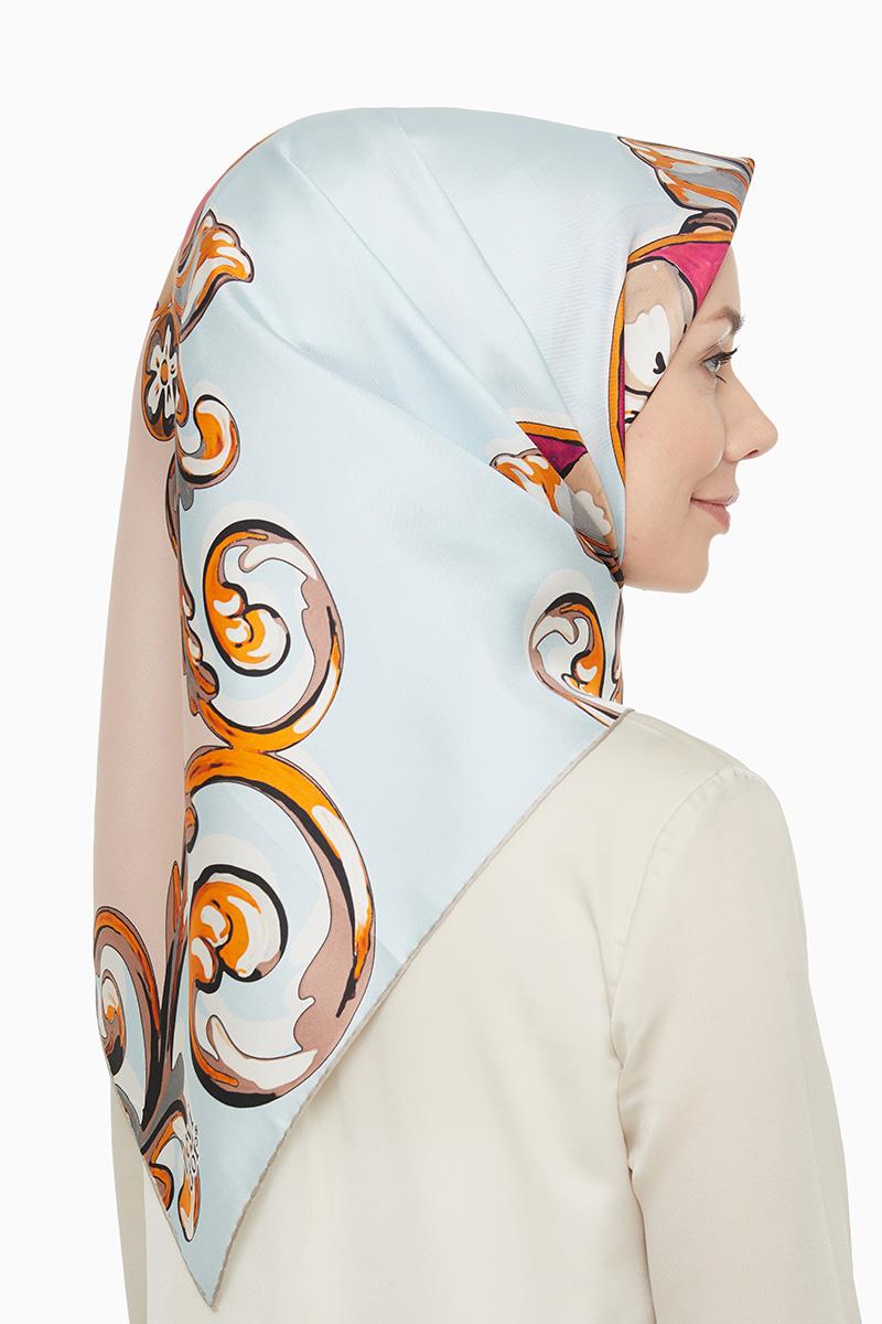 Levidor Açık Mavi Twill Saf İpek Eşarp