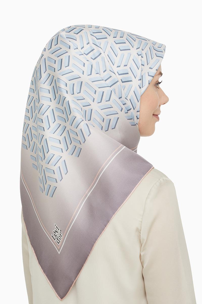 Levidor Açık Mavi Twill Saf İpek Eşarp