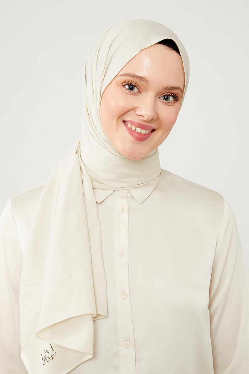 Levidor Bej Dama Desen Jakarlı Elegance Şal