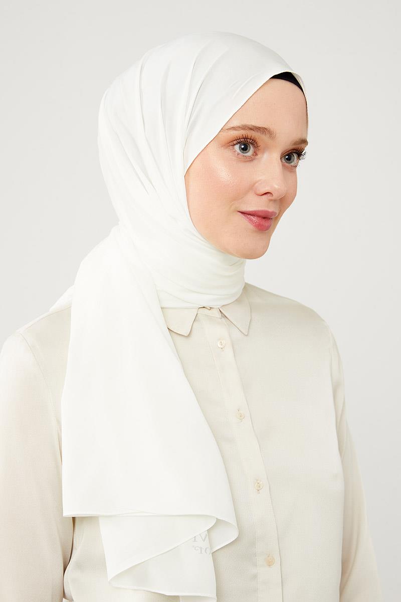Levidor Beyaz Dama Desen Jakarlı Elegance Şal