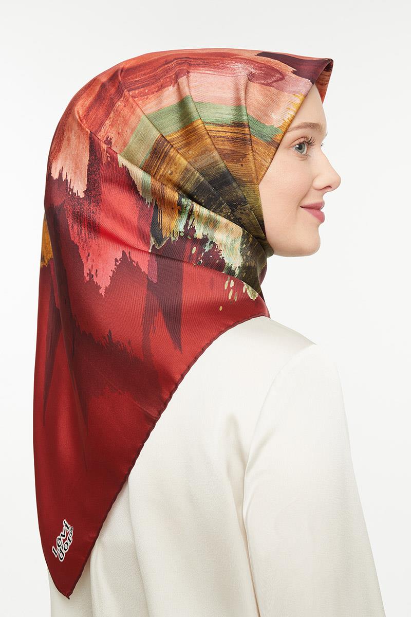 Levidor Bordo Twill Saf İpek Eşarp