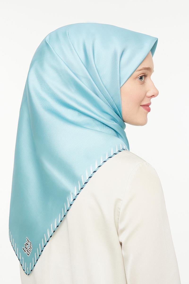 Levidor Buz Mavisi Twill Saf İpek Eşarp