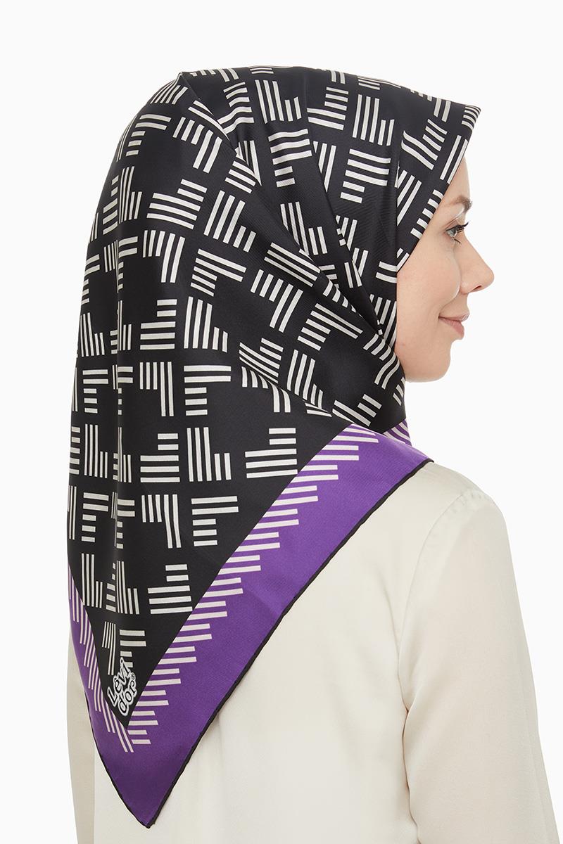 Levidor Eflatun Twill Saf İpek Eşarp