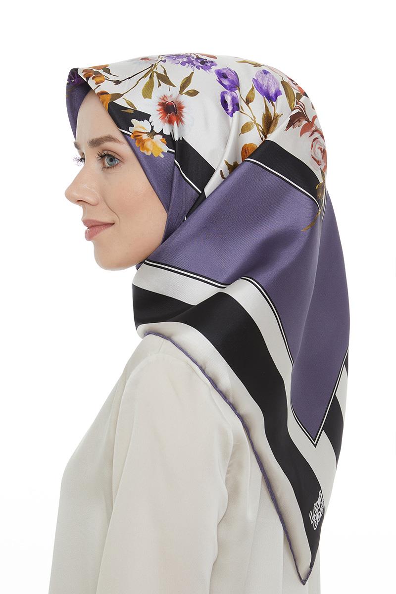 Levidor Eflatun Twill Saf İpek Eşarp