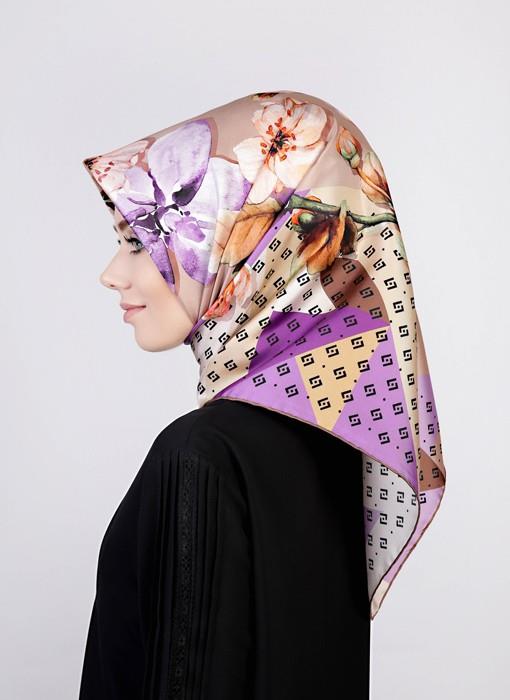 Levidor Eflatun Twill Saf İpek Eşarp