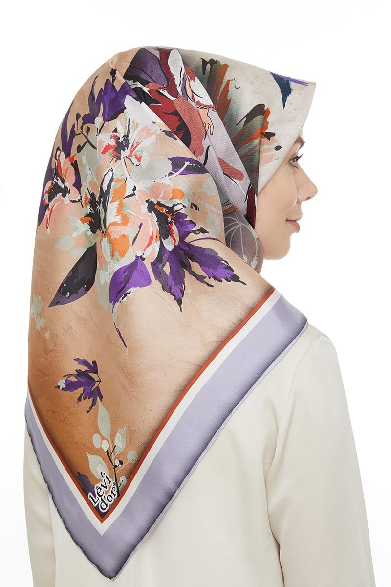 Levidor Eflatun Twill Saf İpek Eşarp