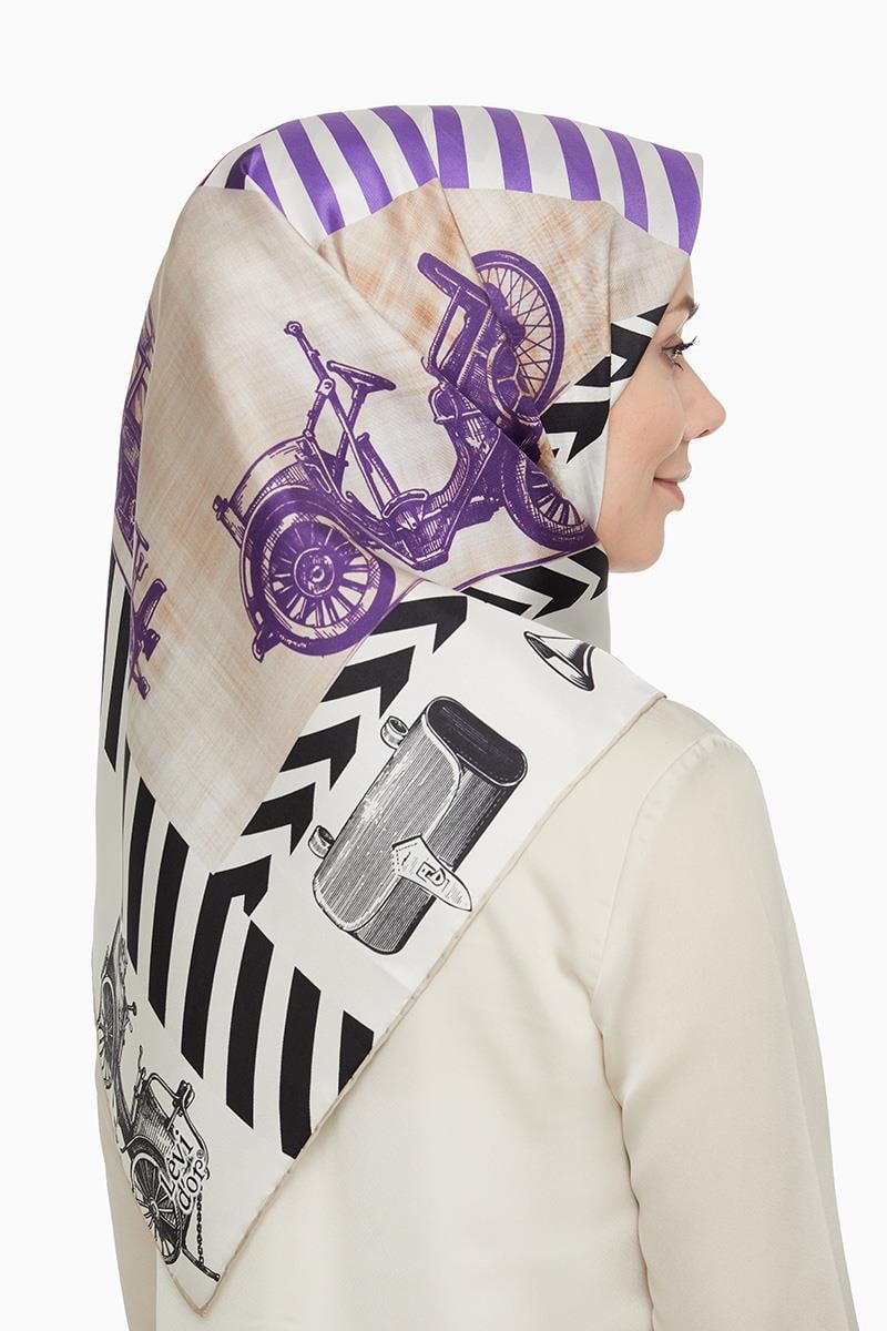 Levidor Eflatun Twill Saf İpek Eşarp