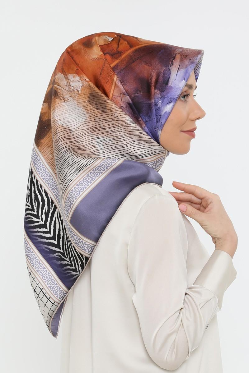 Levidor Eflatun Twill Saf İpek Eşarp
