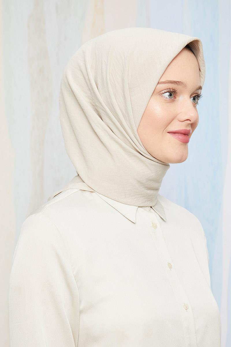 Levidor Ekru Pamuk Cazz Kare Eşarp