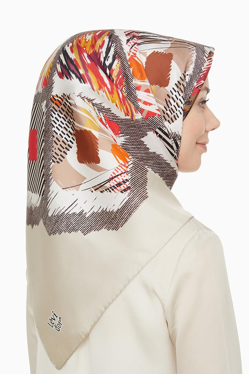 Levidor Ekru Twill Saf İpek Eşarp