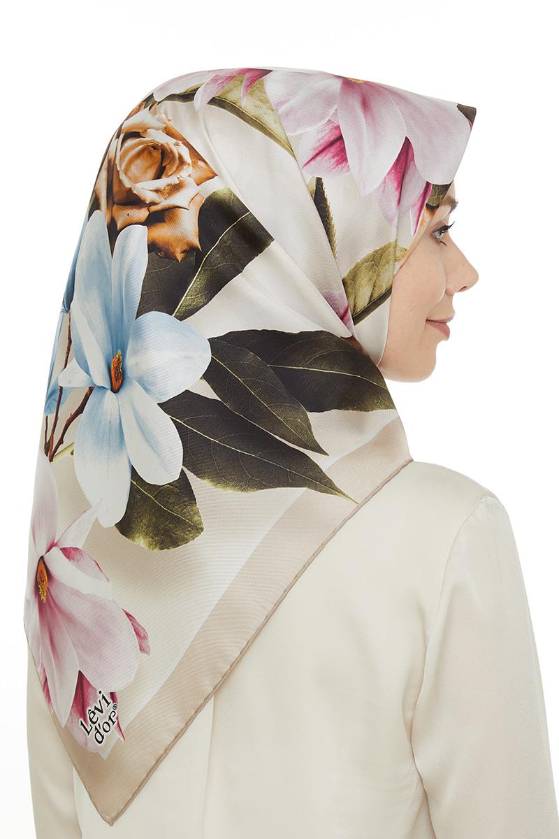 Levidor Ekru Twill Saf İpek Eşarp