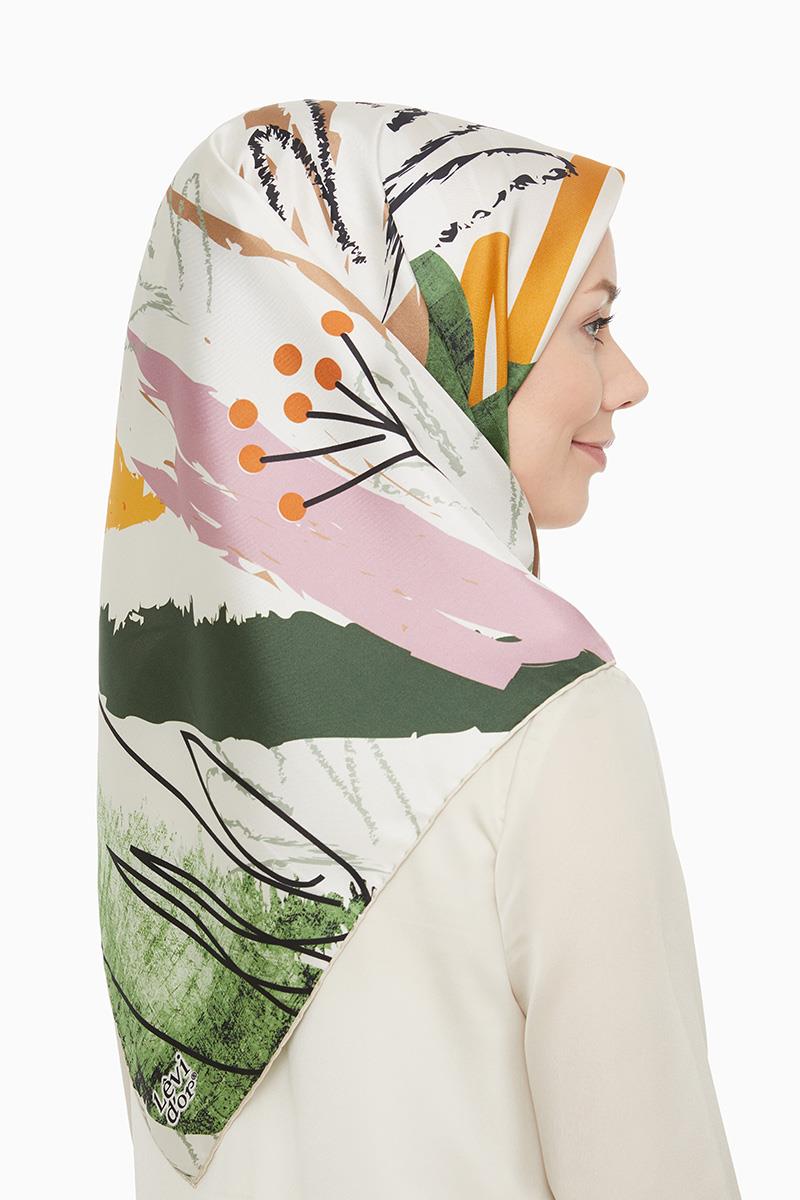 Levidor Fıstık Yeşili Twill Saf İpek Eşarp