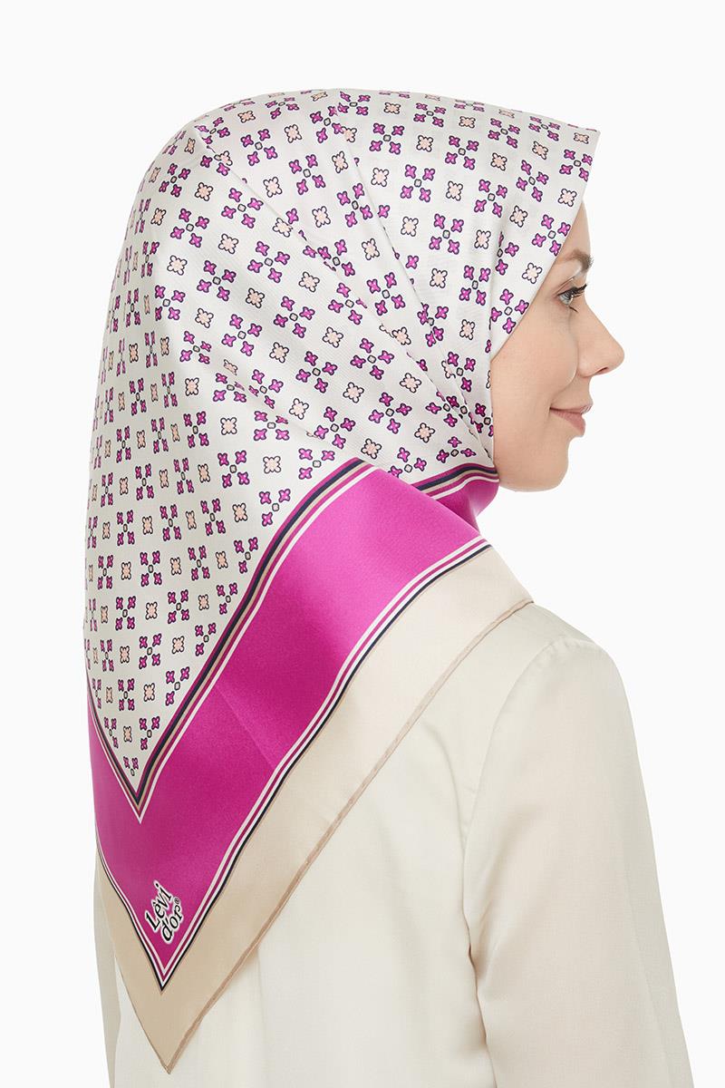 Levidor Fuşya Twill Saf İpek Eşarp