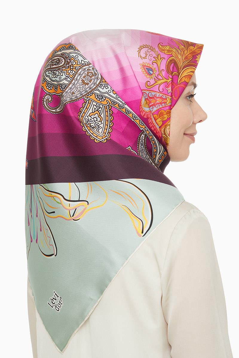 Levidor Fuşya Twill Saf İpek Eşarp