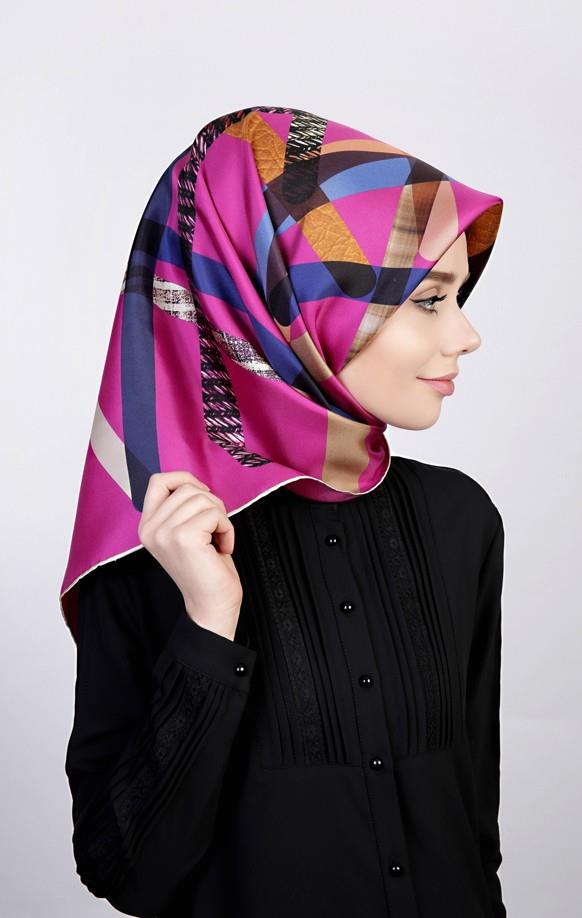 Levidor Fuşya Twill Saf İpek Eşarp