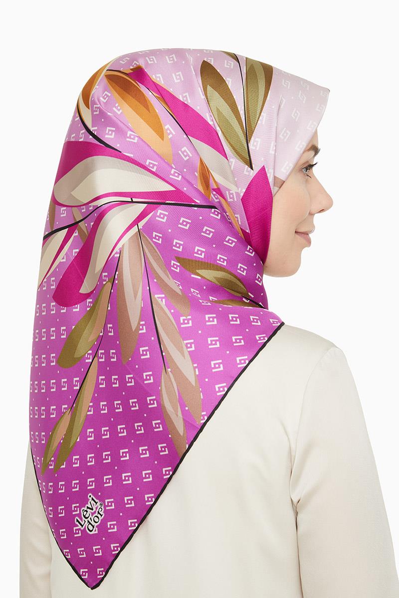 Levidor Fuşya Twill Saf İpek Eşarp