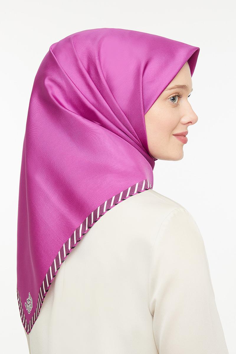 Levidor Fuşya Twill Saf İpek Eşarp
