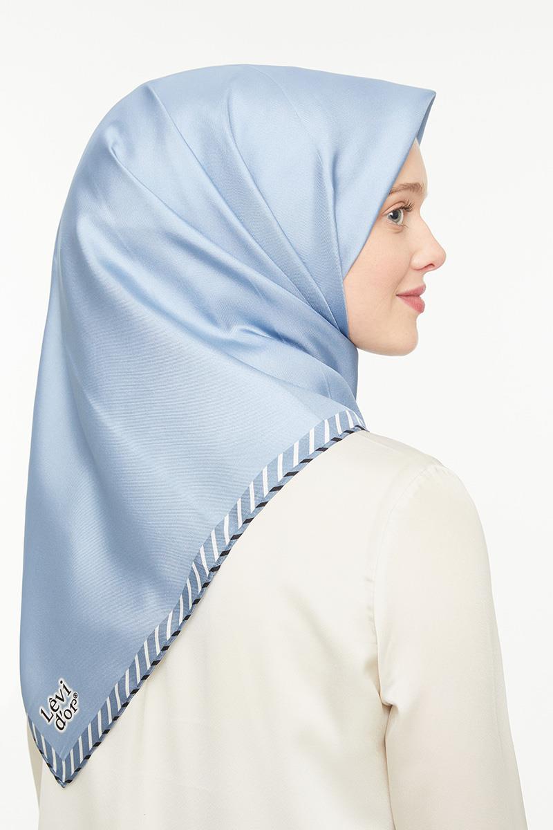Levidor Gök Mavisi Twill Saf İpek Eşarp