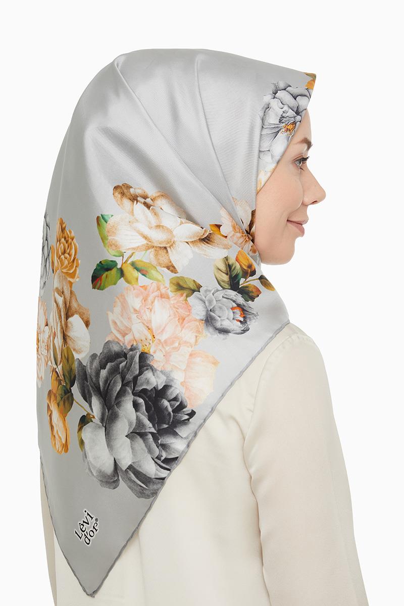 Levidor Gri Twill Saf İpek Eşarp