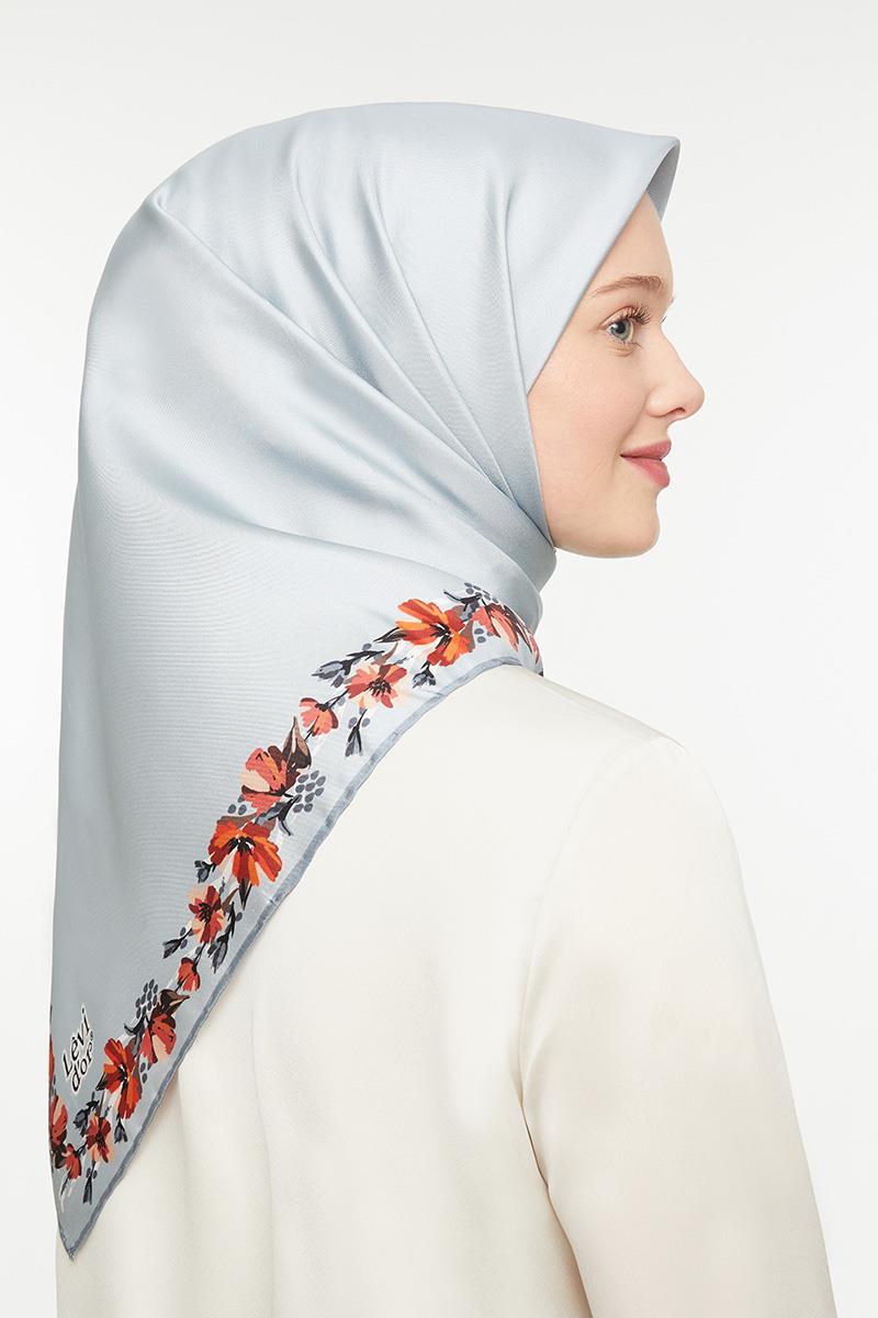 Levidor Gri Twill Saf İpek Eşarp