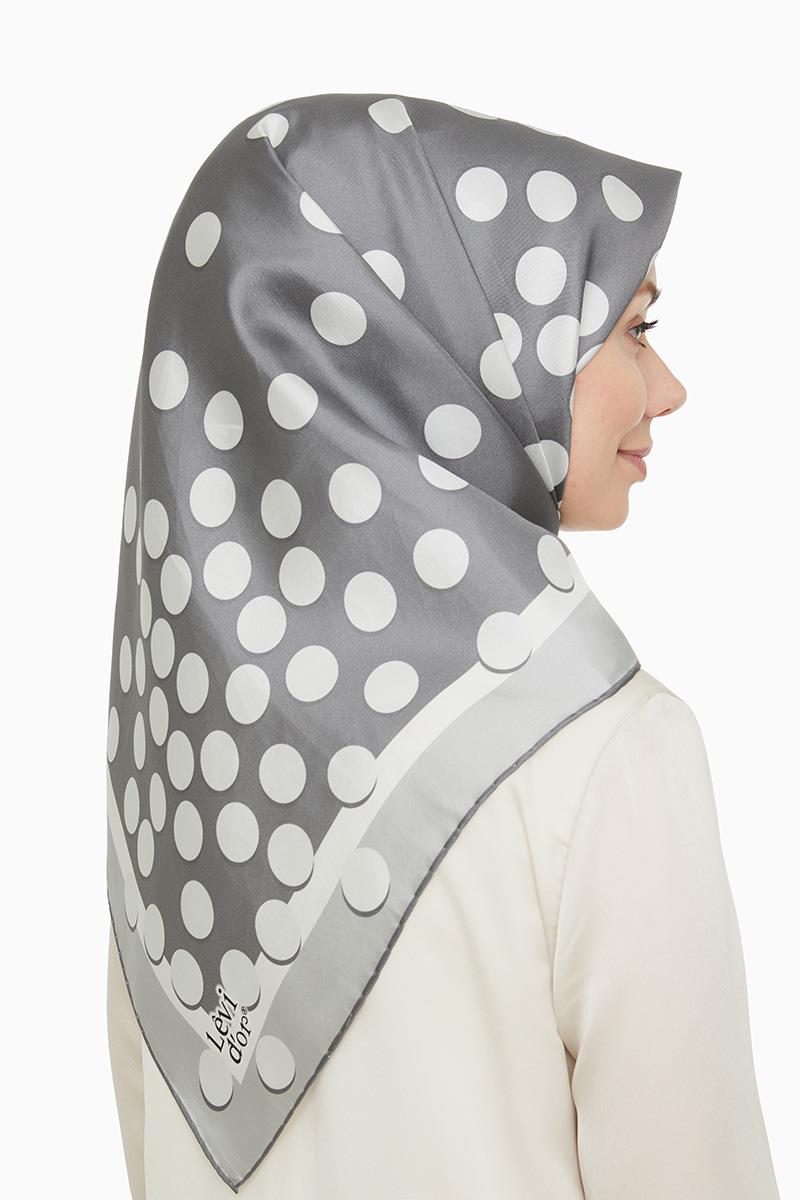 Levidor Gri Twill Saf İpek Eşarp
