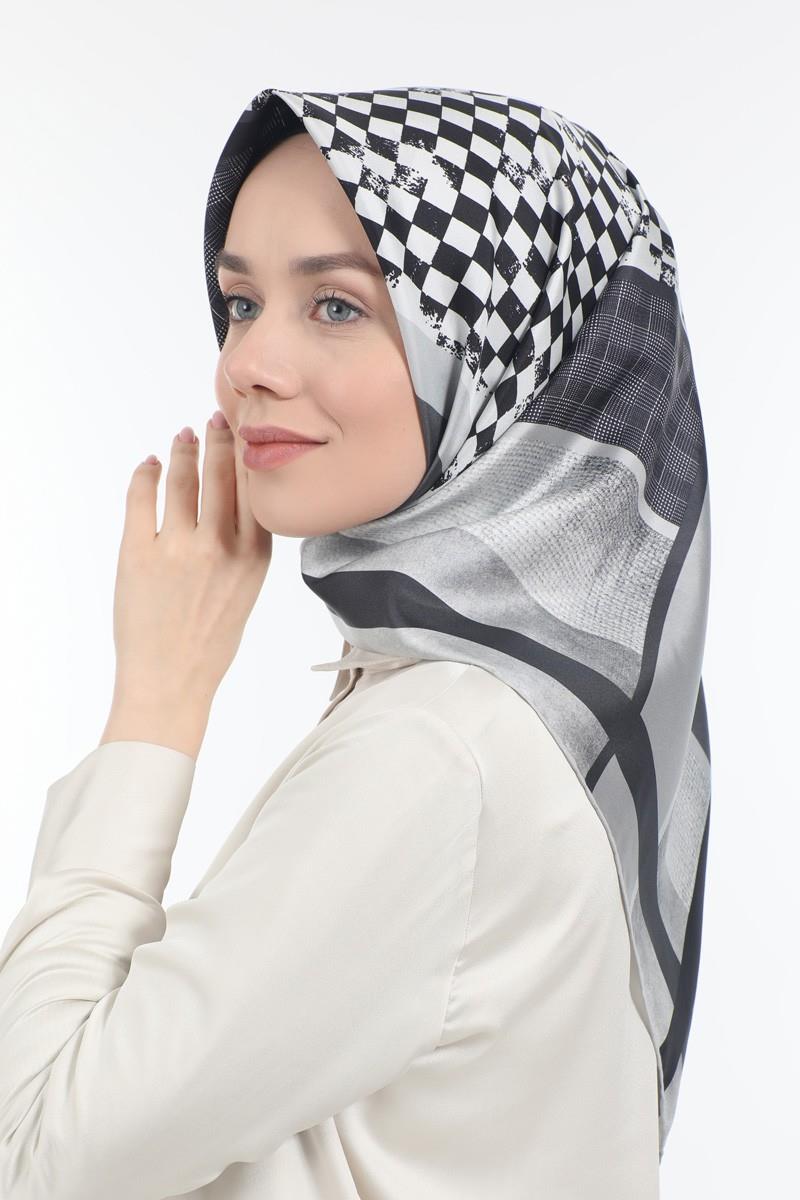 Levidor Gri Twill Saf İpek Eşarp