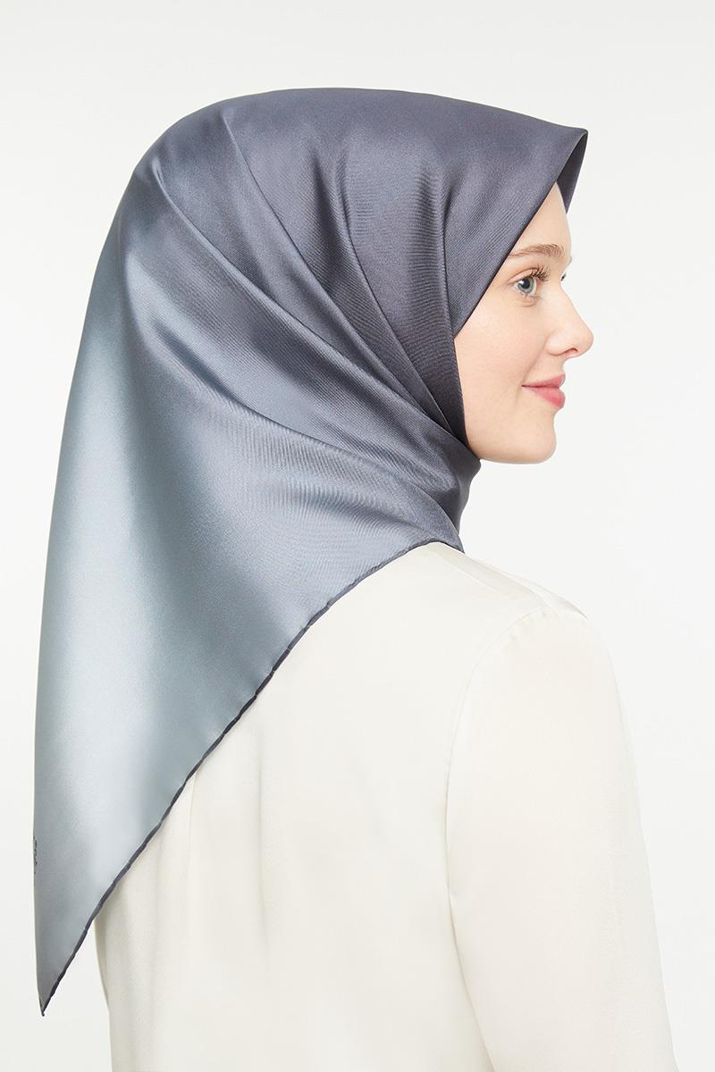 Levidor Gri Twill Saf İpek Eşarp