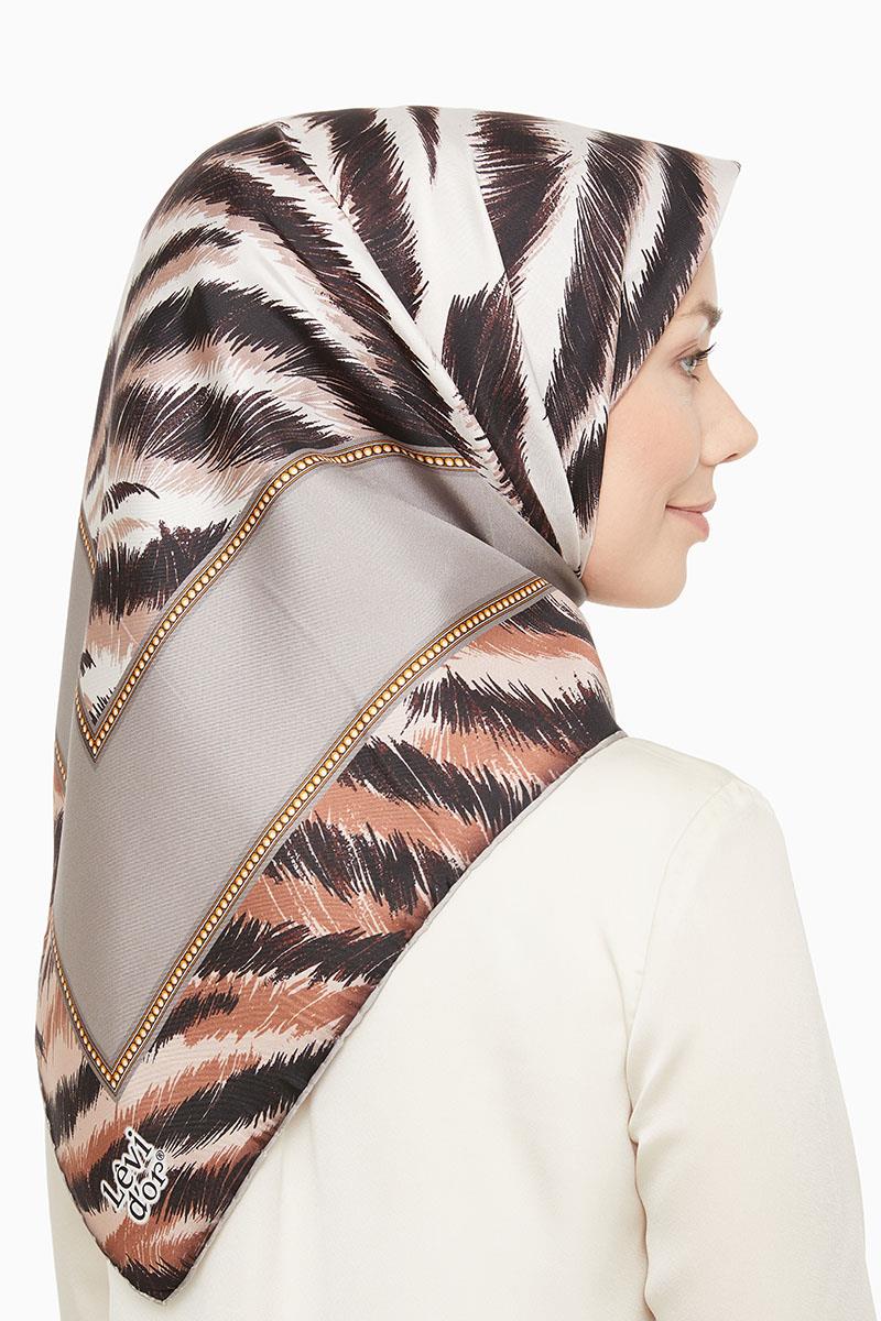Levidor Gri Twill Saf İpek Eşarp