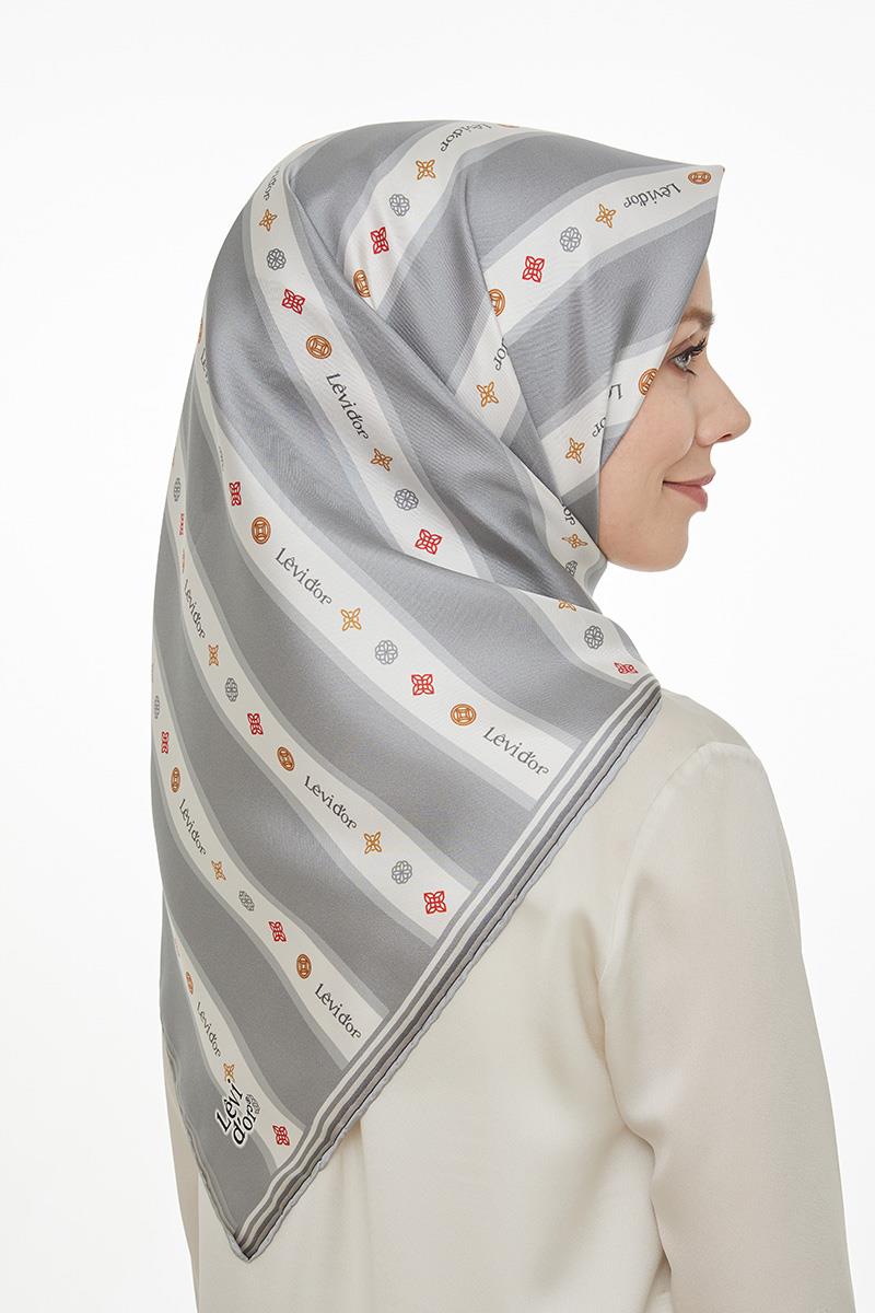 Levidor Gri Twill Saf İpek Eşarp
