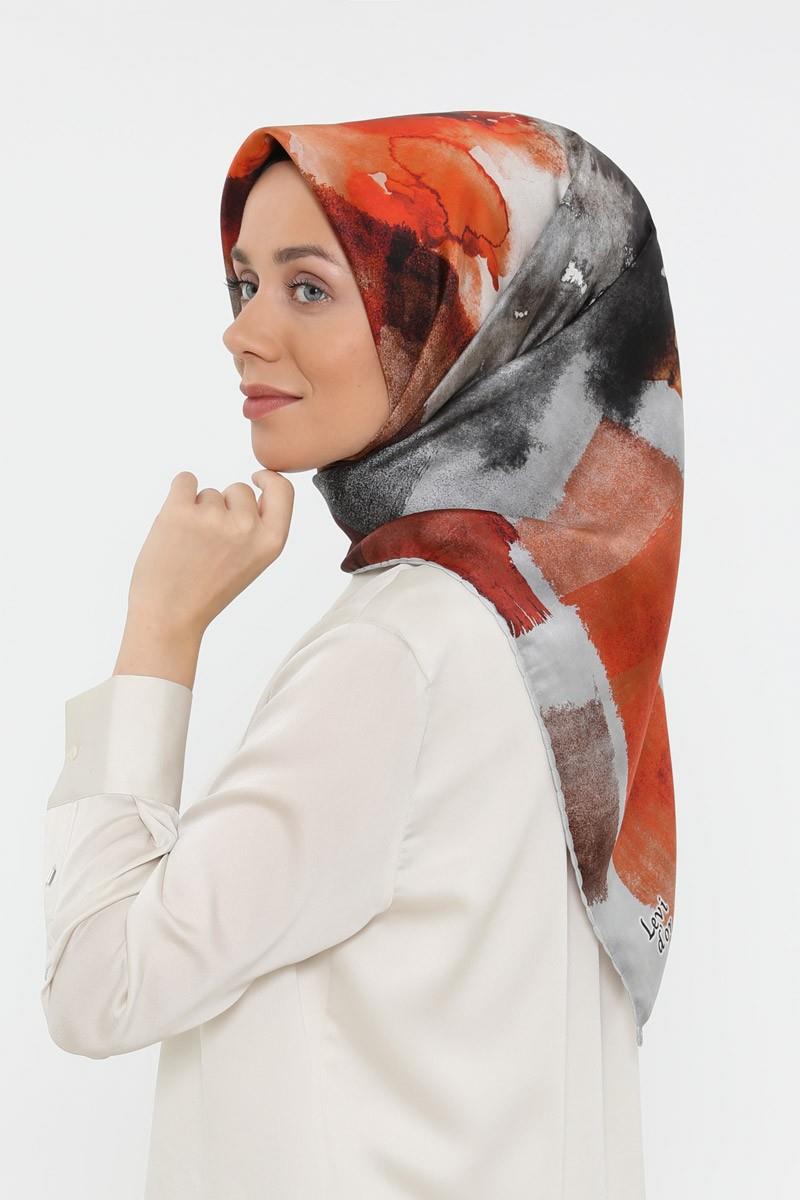 Levidor Gümüş Twill Saf İpek Eşarp
