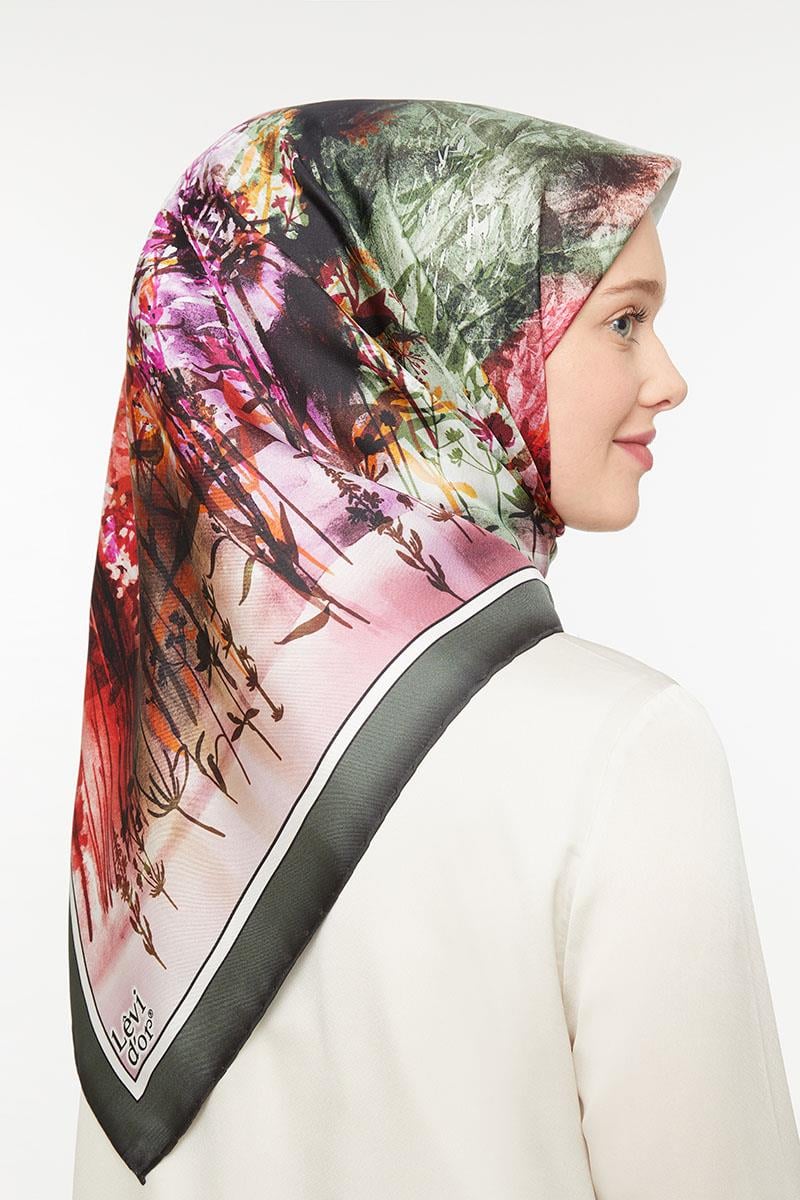 Levidor Haki Twill Saf İpek Eşarp