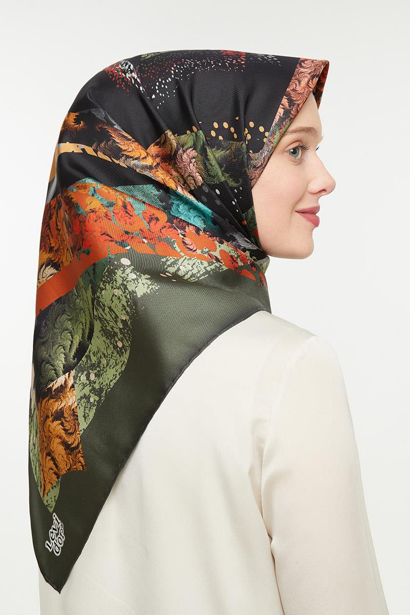 Levidor Haki Twill Saf İpek Eşarp