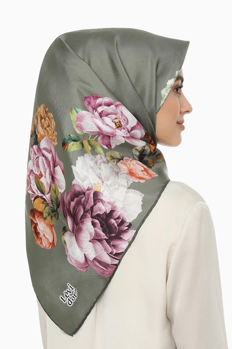 Levidor Haki Twill Saf İpek Eşarp