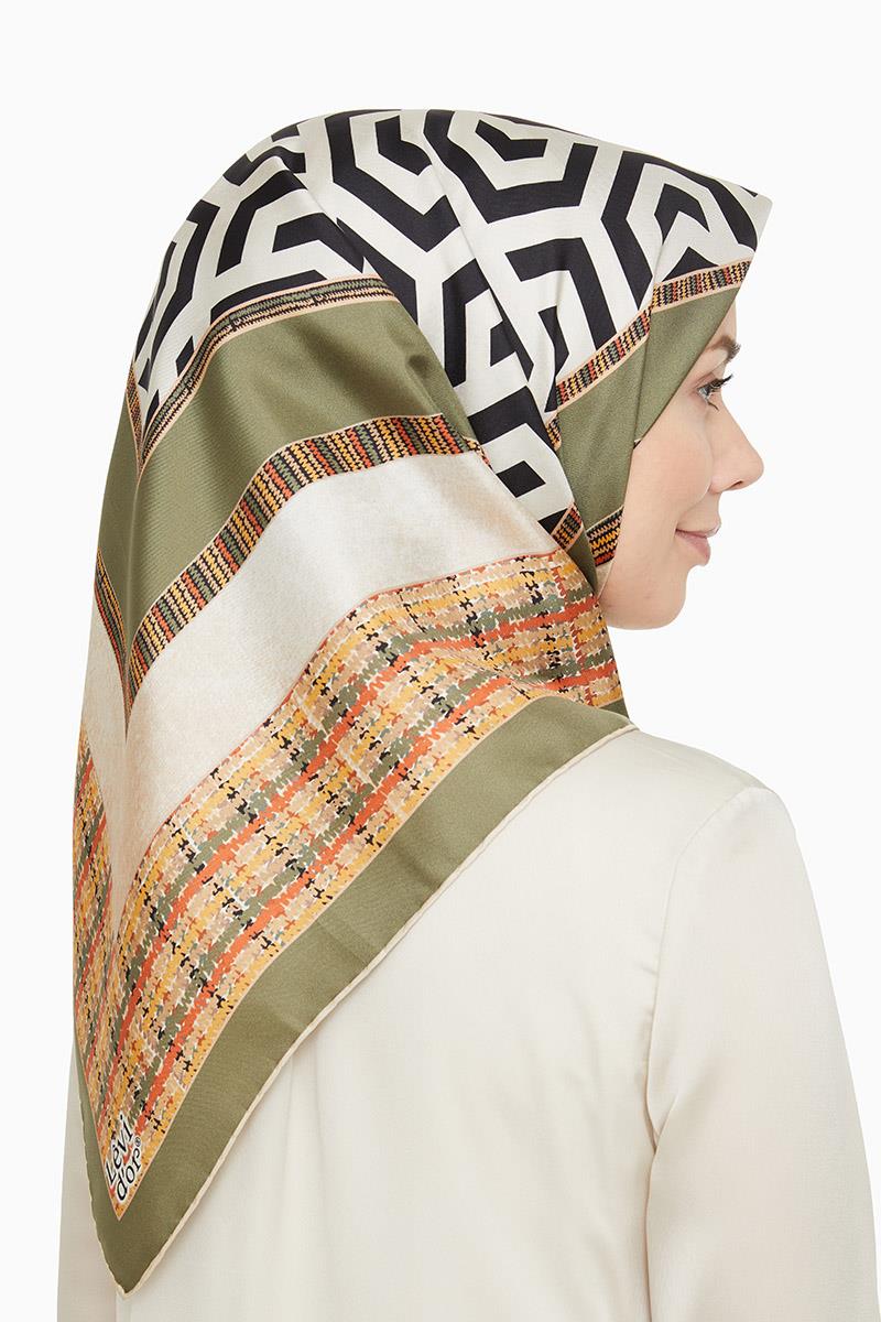 Levidor Haki Twill Saf İpek Eşarp