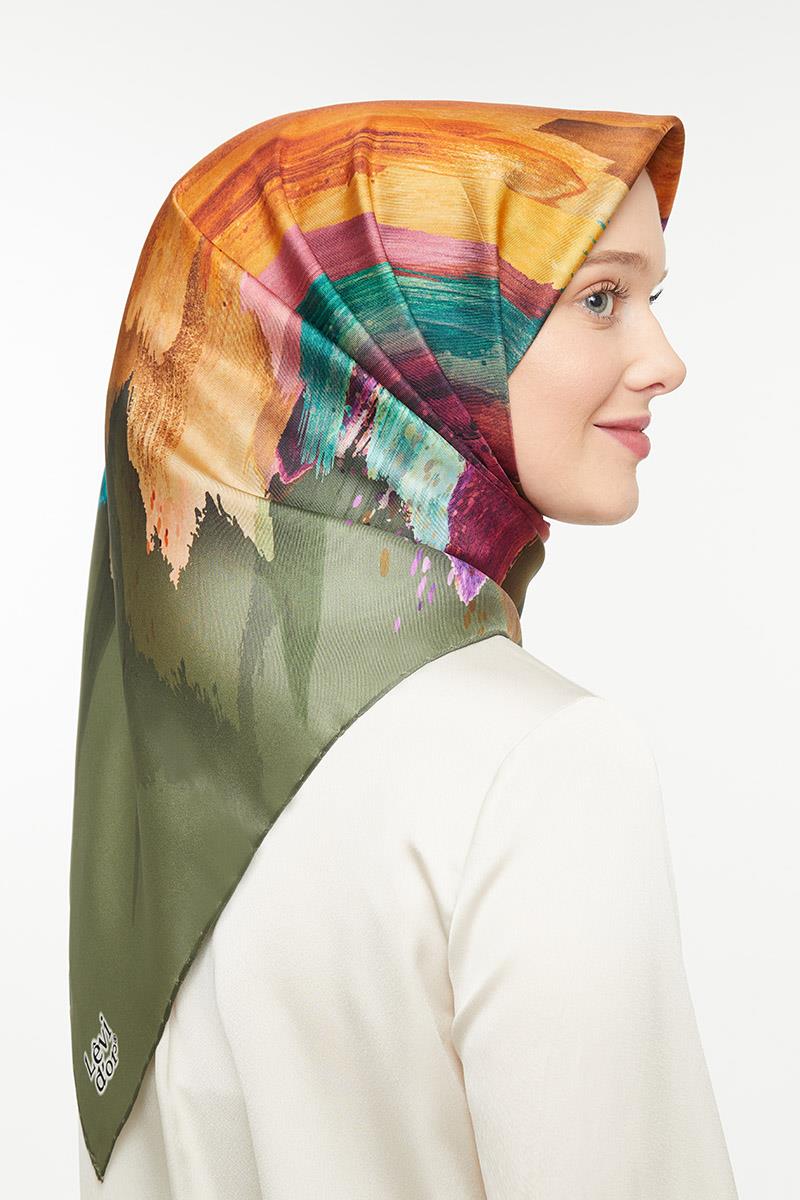 Levidor Haki Twill Saf İpek Eşarp