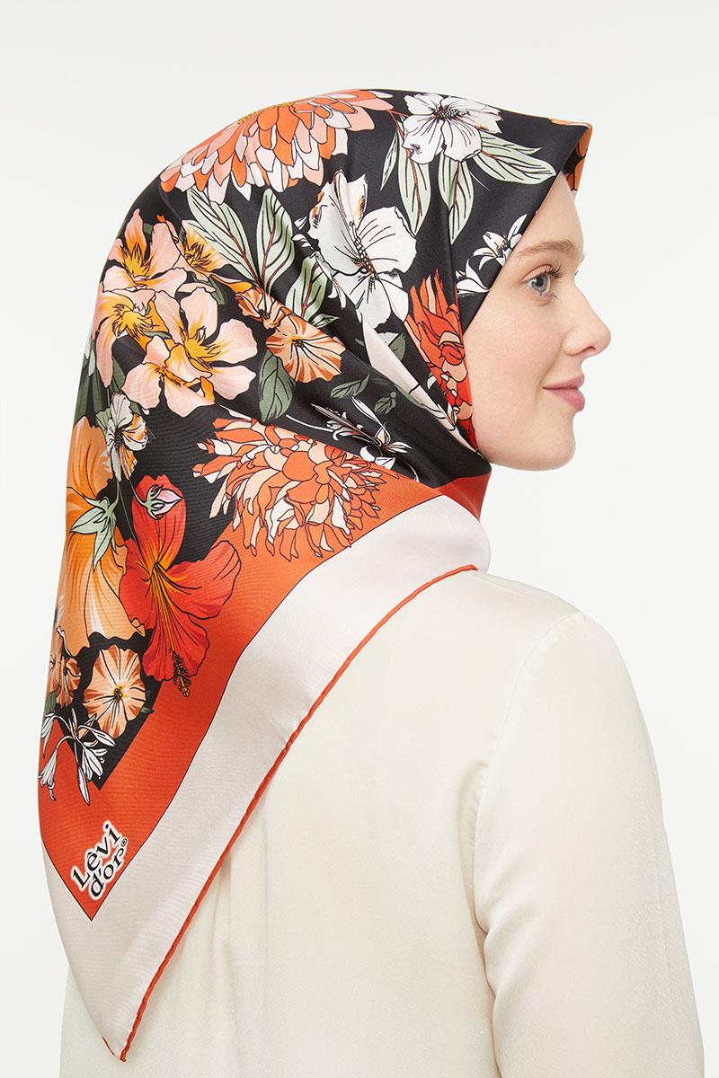 Levidor Kiremit Twill Saf İpek Eşarp