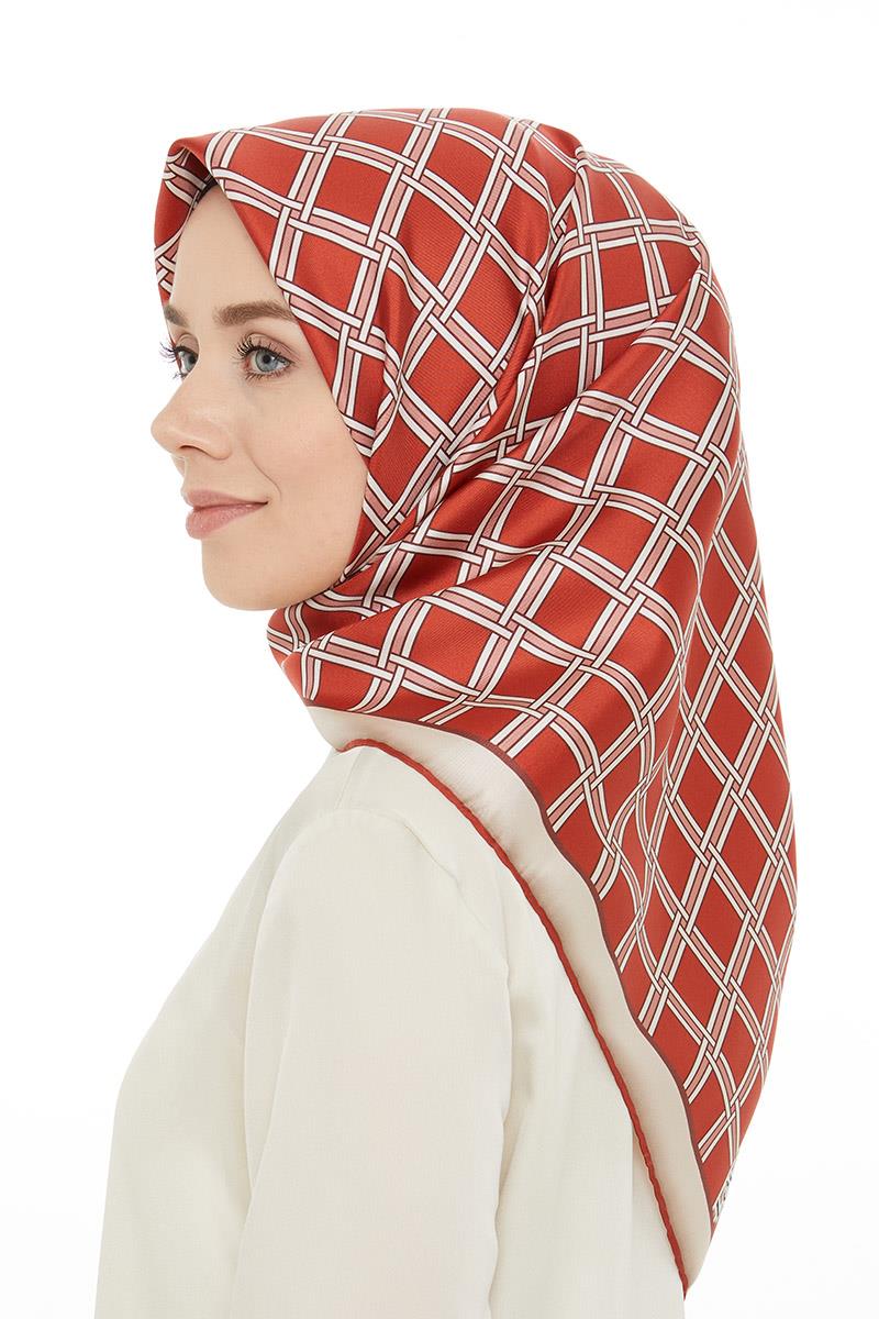 Levidor Kiremit Twill Saf İpek Eşarp